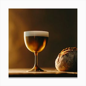 Glass Of Wine And Bread Canvas Print