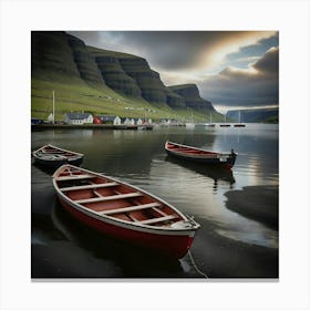 Boats In Fjords Canvas Print