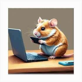 Hamster On A Laptop 1 Canvas Print