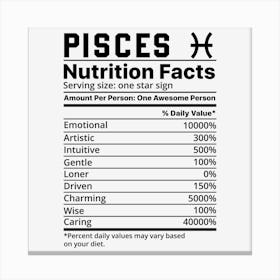 Pisces Nutrition Facts Canvas Print