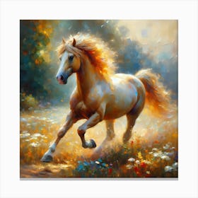 Horse Running In The Field Canvas Print