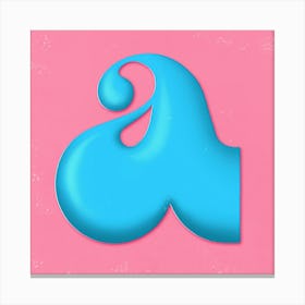 Retro Bubbly 70s Typography Letter A Cyan Canvas Print