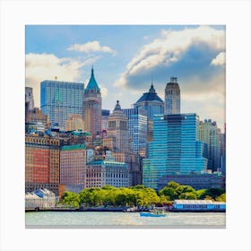 new york city with Manhattan skyline over Hudson River Canvas Print