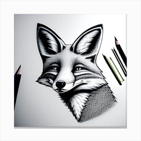 Fox Drawing Canvas Print