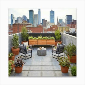 Nyc Rooftop Garden Canvas Print