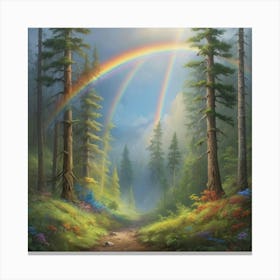 Rainbow In The Forest Art Print 0 1 Canvas Print