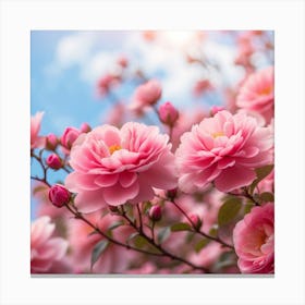 Pink Roses In Spring Canvas Print