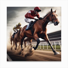 Jockeys Racing Horse Canvas Print