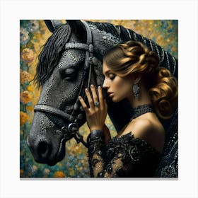 Lady And A Horse 3 Canvas Print