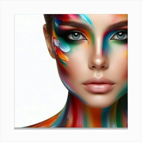 Woman With Colorful Makeup Canvas Print