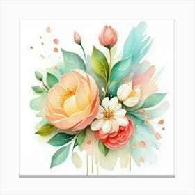 Watercolor Floral Painting Canvas Print