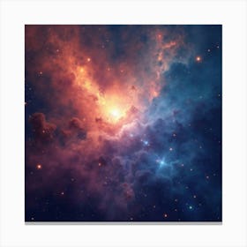 Watercolor Nebula With Glowing Interstellar Hues 1 Canvas Print