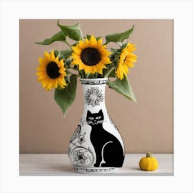 Black Cat In A Vase Canvas Print