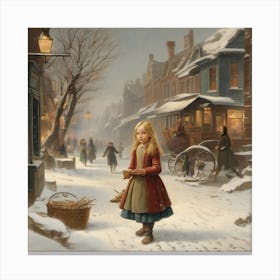 Little Girl In The Snow Canvas Print