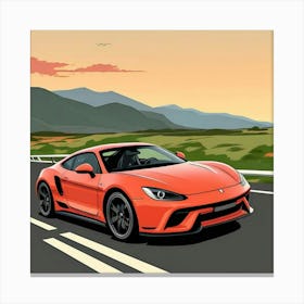 Luxury Vehicle Detail with Racing Aesthetic Sports Car On The Road Canvas Print