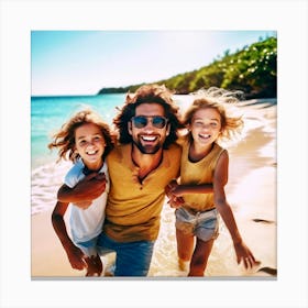 Happy Family On The Beach 1 Canvas Print