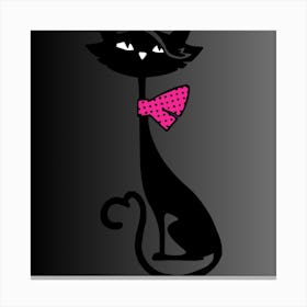 Black Cat With Pink Bow Canvas Print