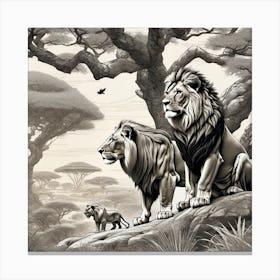 Lions In The Wild Canvas Print