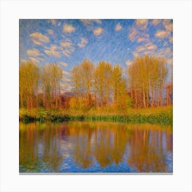 Pond With Trees Canvas Print