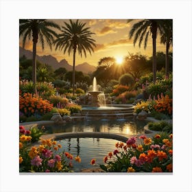 Sunset In The Garden 3 Canvas Print