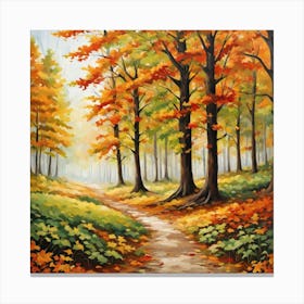 Forest In Autumn In Minimalist Style Square Composition 105 Canvas Print