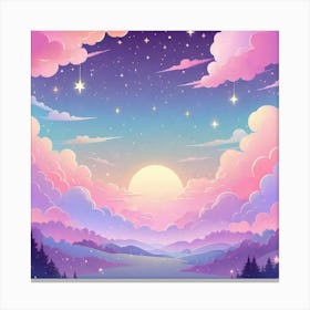 Sky With Twinkling Stars In Pastel Colors Square Composition 39 Canvas Print