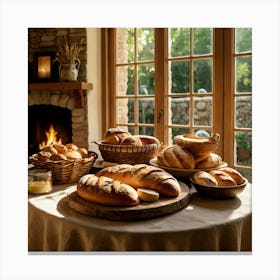 Breads On A Table Canvas Print