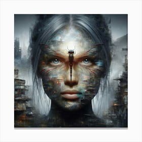 Woman With A Dragonfly Head Canvas Print