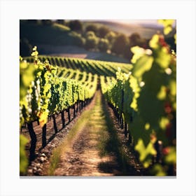 Vineyard Field At Sunset 2 Canvas Print