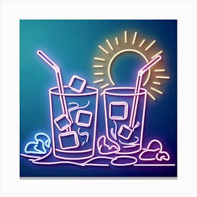 Neon Iced Drinks Canvas Print