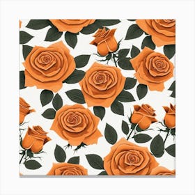 Orange Roses Seamless Pattern 8 Canvas Print