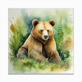 Brown Bear Watercolor Painting 2 Canvas Print