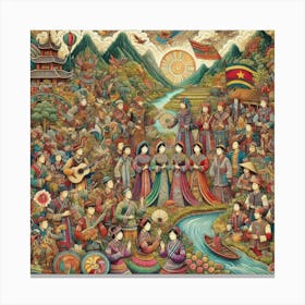 Asian Folk Art Canvas Print