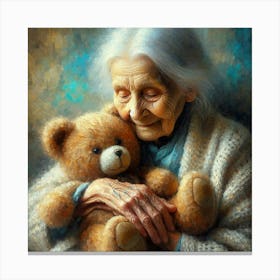 Old Lady With Teddy Bear 1 Canvas Print