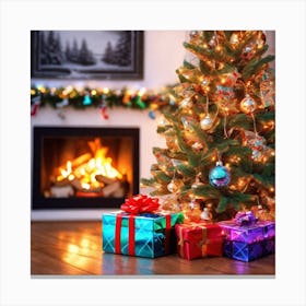 Christmas Tree With Presents 22 Canvas Print