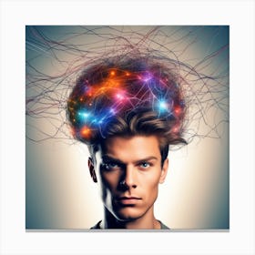 Imagine A Guy Brain Connected With Worldwide Network S And Other People S Minds Which Sends And Communicate With Other People Thoughts And Creates A Scenario Or Images (3) Canvas Print