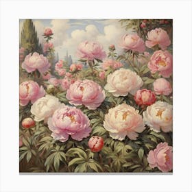 Peonies In The Garden Canvas Print