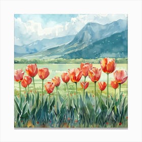 Watercolor Tulips Stampe su tela