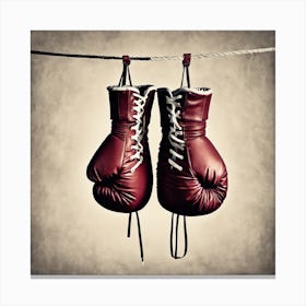 Boxing Gloves Hanging On A Rope Canvas Print