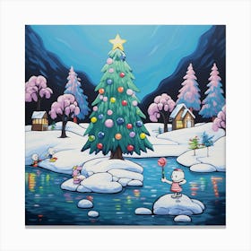 Christmas Tree By The River Canvas Print