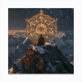 Summoning a golden mandala on a mountain top Canvas Print