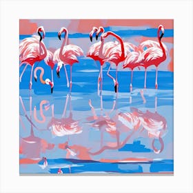 Flamingos in Water Canvas Print