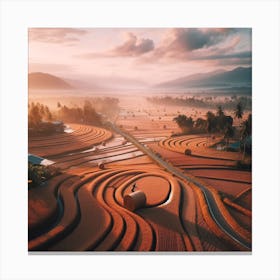 Sunrise Over Rice Fields Canvas Print