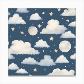 Clouds And Stars Canvas Print