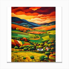 Sunset In The Countryside Canvas Print