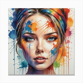 Colorful Girl Painting Canvas Print