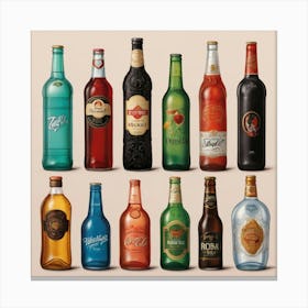 Default Drinks In Bottles Of Popular Brands Aesthetic 1 Canvas Print