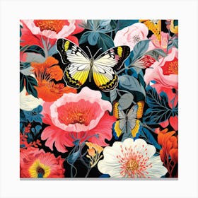 Flowers And Butterflies Canvas Print