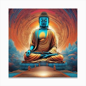 Lord Buddha Is Walking Down A Long Path, In The Style Of Bold And Colorful Graphic Design, David , R Canvas Print