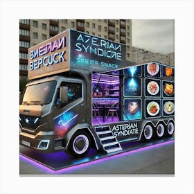 A Futuristic Mobile Russian Restaurant Food Truck Canvas Print